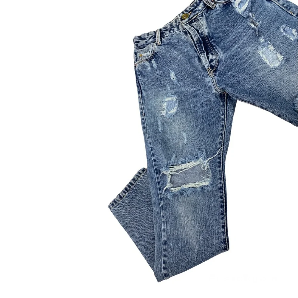 rosa cha Selvedge Jeans Womens Candiani Denim Italy Button Fly Distressed - Picture 10 of 15